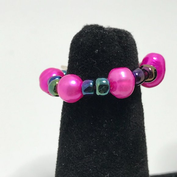 Handmade Pink Freshwater Pearl Ring, Size 7 3/4 - Picture 6 of 6